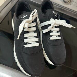 Prada Men's Black and White Sneakers